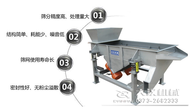 1016型直線振動(dòng)篩特點(diǎn)：1，篩分精度高，處理量大。2，結(jié)構(gòu)簡(jiǎn)單，耗能少，噪音低，3，篩網(wǎng)使用壽命長(zhǎng)，密封性好無(wú)粉塵溢散。